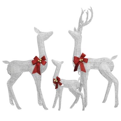 VidaXL Kerstversiering rendierfamilie 201 led's wit en zilverkleurig VidaXL Kerstversiering rendierfamilie 201 led's wit en zilverkleurig