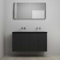 On-Line Badkamermeubelset - 120 cm - Voorgemonteerd - Greeploze Ladestructuur - Acryl Wastafel - zonder Kraangat - Spiegelkast - Mat Zwart - V02 - thumbnail