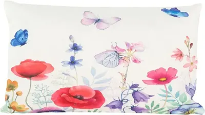 Anna's Collection buitenkussen veldbloemen 0x0cm wit