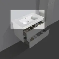 Mineraalmarmer wastafel Tieme wit zonder kraangat - thumbnail