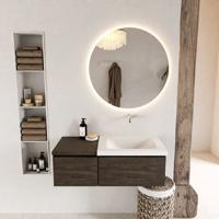 MONDIAZ BUKLA 100cm badmeubel met module 40 kleur Dark Brown met 2 lades. Wastafel CLOUD rechts 0 kraangaten kleur Talc. - thumbnail