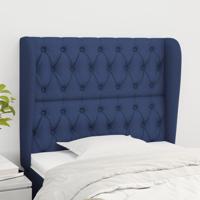 Hoofdbord met randen 103x23x118/128 cm stof blauw - thumbnail