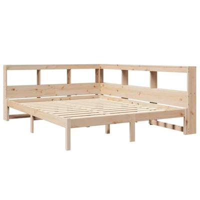 Bed met boekenkast zonder matras massief grenenhout 140x200 cm - thumbnail