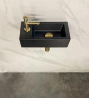 Wiesbaden Fonteinset Mini Rhea 36x18x9 cm Links Quartz Geborsteld Messing Goud - thumbnail