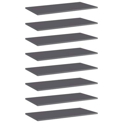 VidaXL Wandschappen 8 st 80x40x1,5 cm spaanplaat hoogglans grijs