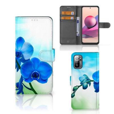 Xiaomi Redmi Note 10/10T 5G | Poco M3 Pro Hoesje Orchidee Blauw - Cadeau voor je Moeder Xiaomi Redmi Note 10/10T 5G | Poco M3 Pro Hoesje Orchidee Blauw - Cadeau voor je Moeder