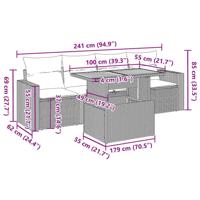 5-delige Loungeset met kussens poly rattan beige - thumbnail