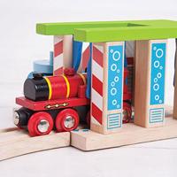 Bigjigs houten rails wasstraat voor treinen - thumbnail