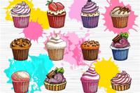 Fotobehang - Verschillende soorten Cupcakes, ook leuk in de kinderkamer, 11 maten, inclusief behanglijm - thumbnail