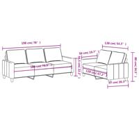 3-delige Loungeset met kussens stof taupe - thumbnail