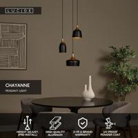 Lucide CHAYANNE - Hanglamp - Ø 30 cm - 3xE14 - Zwart - thumbnail
