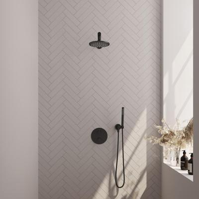 Brauer Black Edition Thermostatische Regendoucheset Inbouw - Hoofddouche 20 cm - Rechte Wandarm - 3 Weg - Handdouche Rond - Doucheslang - Wandaansluitbocht - Mat Zwart