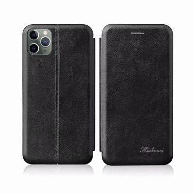 Voor iPhone 11 TPU + PU geïntegreerde spanning magnetische kaarthouder retro lederen draagtas (zwart)