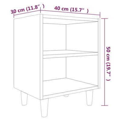 Nachtkastje met houten poten 40x30x50 cm gerookt eikenkleurig