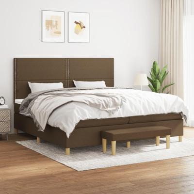Boxspring met matras stof donkerbruin 200x200 cm