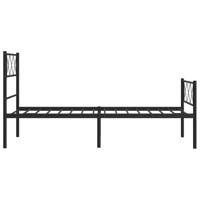 Bedframe met hoofd- en voeteneinde metaal zwart 107x203 cm - thumbnail