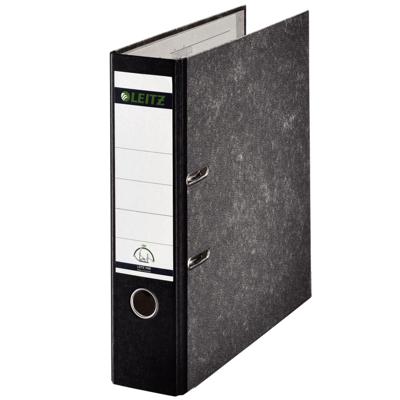 Leitz ordner, ft folio, rug 80mm, karton, gewolkt zwart