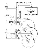 GROHE Rainshower Cosmopolitan Douchesysteem Met Thermostaat Chroom - thumbnail