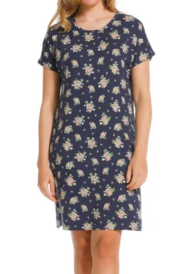 Dames nachthemd Korte mouw - NOS - Donkerblauw - Viscose