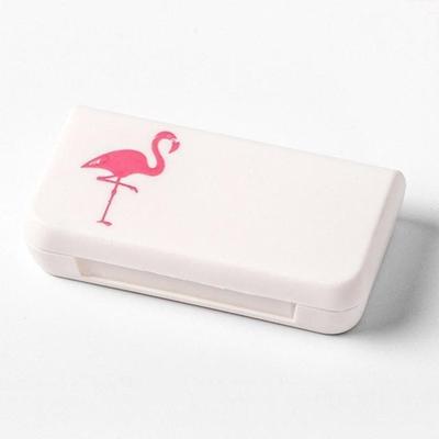 2 stuks draagbare mini pil geval geneeskunde dozen 3 roosters reizen Home medische drugs container houder gevallen opbergdoos (Flamingo)