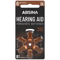Absina Batterij voor hoortoestel ZA312 1.4 V 6 stuk(s) Zink-lucht PR41 - thumbnail