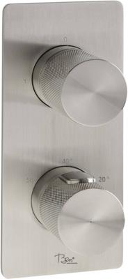 Ben Engraved Cross douchethermostaat afbouwdeel met omstelrichting RVS-look