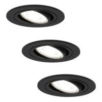 Set van 3 Miro LED inbouwspots - GU10 4 Watt 345 Lumen - 6500K Daglicht wit - Dimbaar - Rond - Kantelbaar - IP20 Voor binnen - Zwart - thumbnail