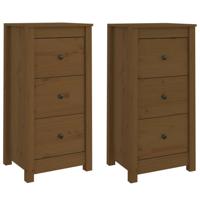 Dressoirs 2 st 40x35x80 cm massief grenenhout honingbruin - thumbnail