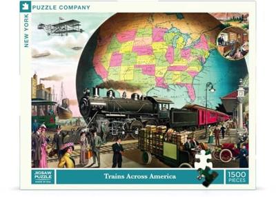 New York Puzzle Company Treinen door Amerika - 1500 stukjes New York Puzzle Company Treinen door Amerika - 1500 stukjes