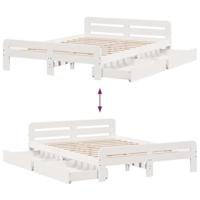 Bedframe zonder matras massief grenenhout wit 150x200 cm - thumbnail