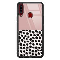Samsung Galaxy A20s glazen hardcase - Pink dots - thumbnail