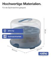Rotho fresh taartdoos xl + cupcake-houders 35.5x34.5x26 cm horizon blauw/transparant - thumbnail