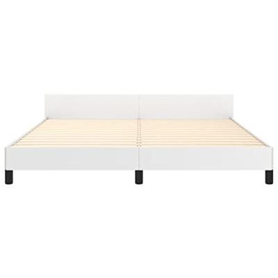 Bedframe met hoofdbord kunstleer wit 160x200 cm