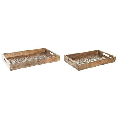 Set van trays DKD Home Decor 2 Stuks Bruin Donkerbruin Mangohout (2 Stuks) Set van trays DKD Home Decor 2 Stuks Bruin Donkerbruin Mangohout (2 Stuks)