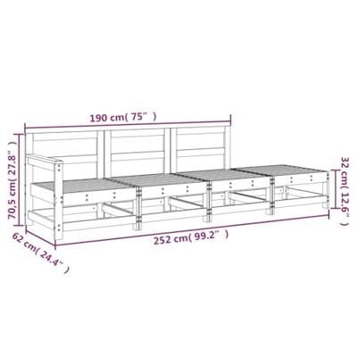 4-delige Loungeset massief grenenhout 4-delige Loungeset massief grenenhout