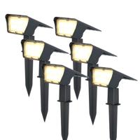 Set van 6 Odessa solar prikspots - Incl. Schemerschakelaar - 3000K warm wit - 2 lichtstanden - 300 lumen - 6-12 uur brandtijd - Kantelbaar - IP65 waterdicht - thumbnail