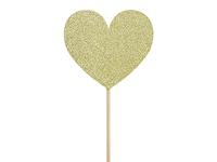 Cake Toppers Glitter Hartjes Goud - 6 Stuks - thumbnail
