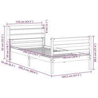 Bedframe met hoofdeinde zonder matras 100x200 cm wit - thumbnail