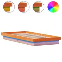 Bedframe met LED massief grenenhout wasbruin 90x200 cm - thumbnail