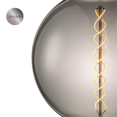 Edison Vintage LED filament lichtbron Spiraal - Rook - G260 Global - Retro LED lamp - 26/26/33cm - geschikt voor E27 fitting - Dimbaar - 6W 180lm 1800K - warm wit licht