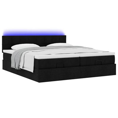 Ottoman bed met matrassen en LED's 180x200cm stof zwart