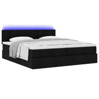 Ottoman bed met matrassen en LED's 180x200cm stof zwart - thumbnail