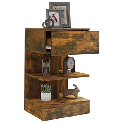 Nachtkastjes 2 st 40x35x65 cm bewerkt hout gerookt eikenkleurig