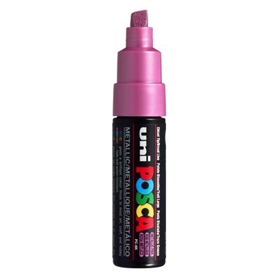Uni Posca verfmarker 8k metallic roze - beitelpunt 8mm Uni Posca verfmarker 8k metallic roze - beitelpunt 8mm