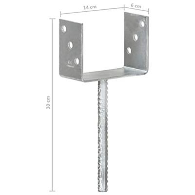 VidaXL Grondankers 6 st 14x6x30 cm gegalvaniseerd staal zilverkleurig