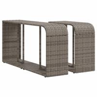 10-delige Loungeset met kussens poly rattan grijs - thumbnail