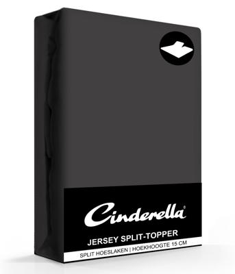 Cinderella topdek hoeslaken tot 15cm bi-inkeping jersey 200x200/210 anthracite