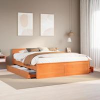 Bedframe zonder matras met hoofdbord grenenhout bruin 180x200cm - thumbnail