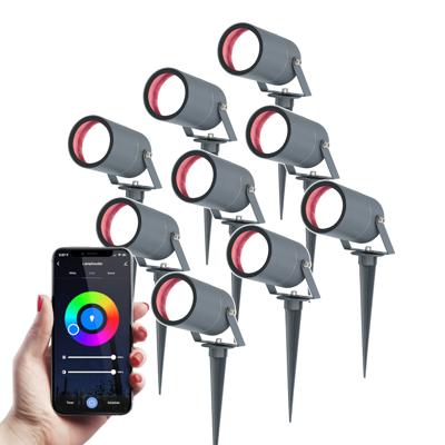 Set van 9 Spikey Smart prikspots - RGBWW - Wifi + Bluetooth - 5,5 Watt 345 lumen - IP65 Waterdicht - Bestuurbaar via app - Google Home, Amazon Alexa en Siri - Antraciet - Tuinspots Set van 9 Spikey Smart prikspots - RGBWW - Wifi + Bluetooth - 5,5 Watt 345 lumen - IP65 Waterdicht - Bestuurbaar via app - Google Home, Amazon Alexa en Siri - Antraciet - Tuinspots