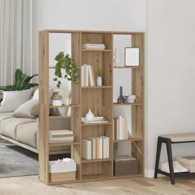 Kamerscherm/boekenkast 100x24x140 cm bewerkt hout eikenkleurig